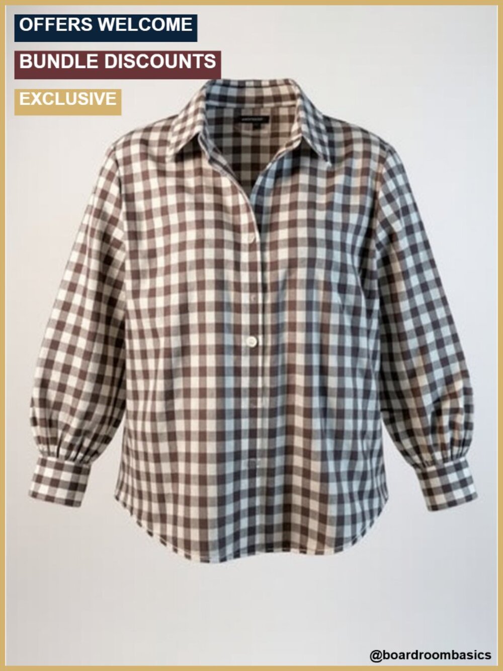Plus Size Plaid Button Down Shirt with Ruffle Collar Long Sleeve Business